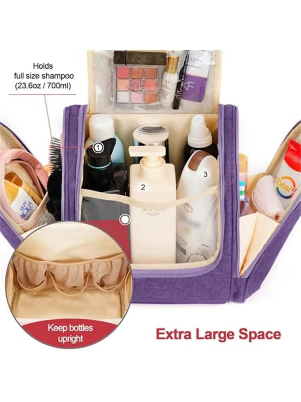 Travel Toiletry Bag Hanging Organizer Waterproof Cosmetic Makeup Bag Large Case